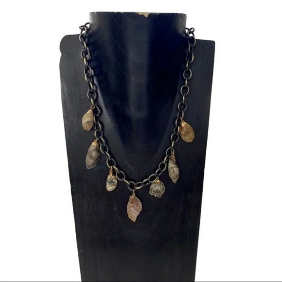 Agate Charm Large Chunky Chain Necklace - Picture 2 of 5